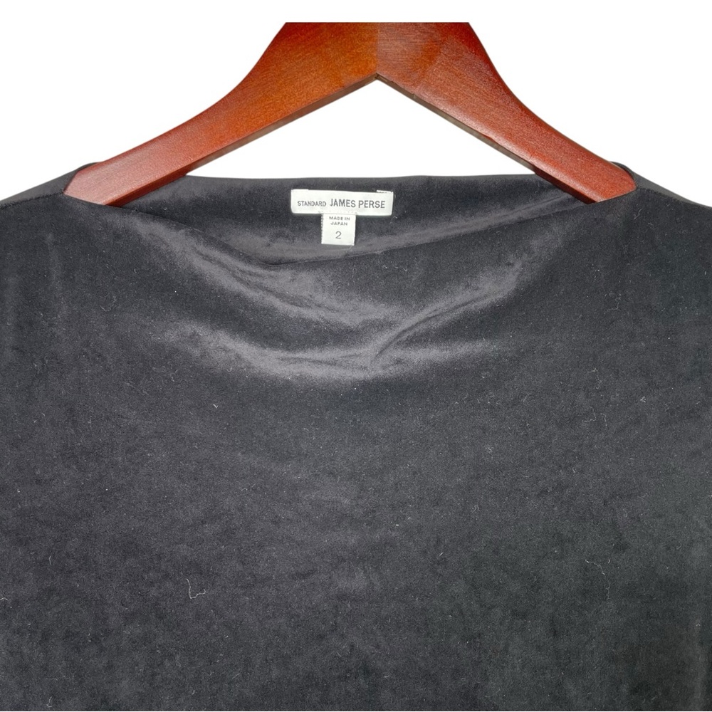 Standard James Perse Women Dress Body Con Boat Neck Velvet Ruched Black 2 Party - Picture 4 of 11